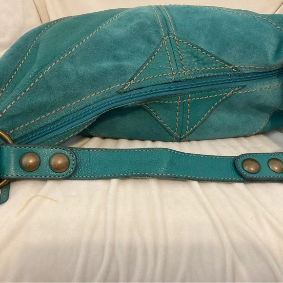FOSSIL Soft Leather Tote Shoulder Bag in Aqua Color - Picture 8 of 10